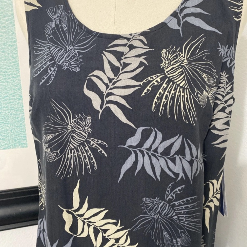 NWT Vtg 2001 WYLAND Vintage Hawaiian LIONFISH Print Sleeveless Midi Dress Small